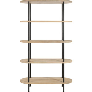 J-Line rek Eli 5 Planken - hout/staal - naturel/grijs