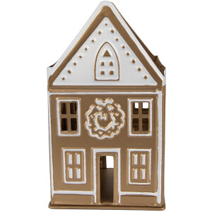 Clayre & Eef Waxinelichthouder Huis 12x11x22 cm Goudkleurig Metaal