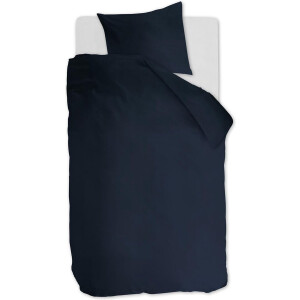 Ambiante Cotton Uni dekbedovertrek - Effen - Eenpersoons - 140x200/220 - Donker Blauw