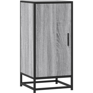 vidaXL - Dressoir - 35,5x35x76 - cm - bewerkt - hout - en - metaal - grijs - sonoma