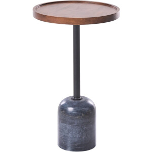 BELIANI RAINY - Bijzettafel - Bruin/Zwart - Mangohout/Metaal/Marmer