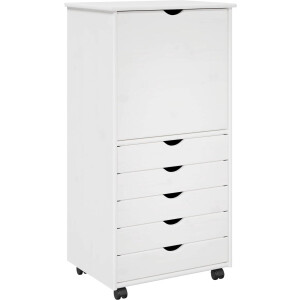 vidaXL - Rollende - kast - 53 - x - 39 - x - 103 - cm - Massief - vurenhout - Wit
