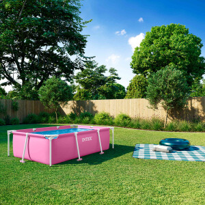 INTEX Metalen Frame Boven Grond Zwembad Roze 220 x 150 x 60 cm