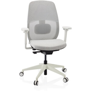 Ergonomische bureaustoel Skandis zonder hoofdsteun grijs / wit frame hjh OFFICE