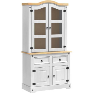 vidaXL - Dressoir - met - lade - Wit - 100 - x - 48,5 - x - 179 - cm - Massief - grenenhout