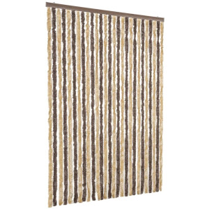 vidaXL - Vliegengordijn - 118x220 - cm - chenille - donkerbruin - en - beige