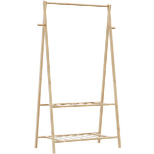 vidaXL - Kledingrek - met - schappen - 96x45,5x150,5 - cm - bamboe