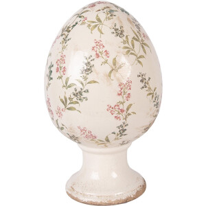 Clayre & Eef Decoratie Beeld Ei Ø 17x28 cm Beige Keramiek