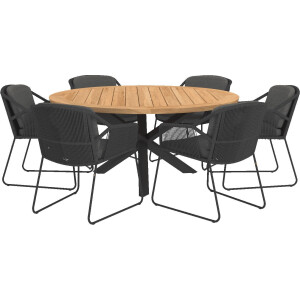 4 Seasons Outdoor Tuinset Accor antraciet Prado Teak-Anthracite 160 cm