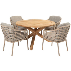 4 Seasons Outdoor Diningset Prado Como 5-delig Teak Ø130 cm