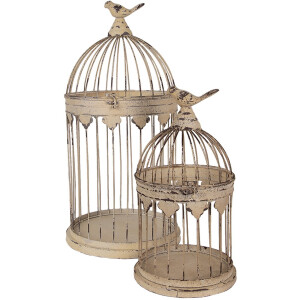 Clayre & Eef Vogelkooi Decoratie Set van 2 Bruin Metaal
