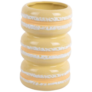 Present Time Vaas Macaron - Zachtgeel - 9.3x9.3x19.5cm - Keramiek - Scandinavisch - Bloemenvaas - Woondecoratie - Decoratieve vaas voor woonkamer of slaapkamer - Kerstcadeau - Cadeau voor hem - Cadeau voor haar - Kerstdecoratie