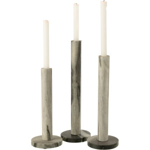 J-Line kaarshouder Marmer - steen - zwart/grijs - set van 3