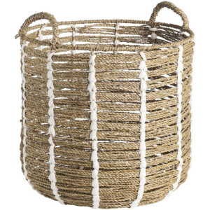 2e Halve Prijs Leen Bakker - Mand Indy - Off-white - 41xØ43 Cm - Zeegras - Crème