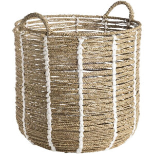 2e Halve Prijs Leen Bakker - Mand Indy - Off-white - 46xØ48 Cm - Zeegras - Crème