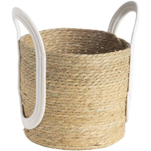 2e Halve Prijs Leen Bakker - Mand Lily - Off-white - 25xØ28 Cm - Zeegras - Crème