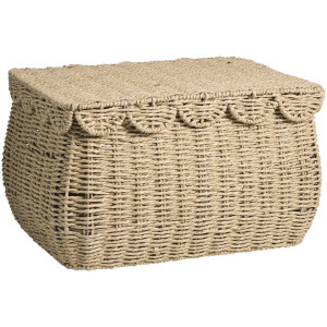 Leen Bakker - Mand Moda Met Deksel - Bruin - 32x42x25 Cm - Papier - Crème