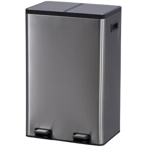 Leen Bakker - Pedaalemmer Duo Gunmetal - 60L - Metaal - Grijs - 35.7x46.9x71.5 Cm