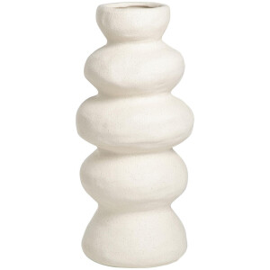 Leen Bakker - Vaas Bobbie - Off-white - 30,8xØ13, 5 Cm - Keramiek - Crème - H30.5 Cm