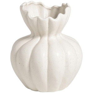 25% korting - Leen Bakker - Vaas Calle Off-white - 24xØ17cm - Keramiek - Wit#Crème