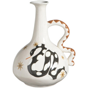 25% korting - Leen Bakker - Vaas Snake Off-white - 26x20x18 Cm - Keramiek - Wit#Crème