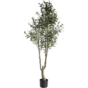 Leen Bakker - Kunstboom In Pot Olijfboom - /zwart - 150 Cm - Kunststof - Groen