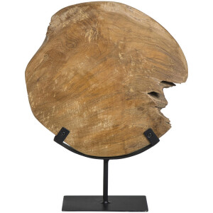 Leen Bakker - Beeld Nomad - Zwart/naturel - 37x27x10 Cm - Teakhout/Metaal - Zwart#Crème