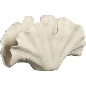 Leen Bakker - Deco Object Ginko - Off-white - 17x36x21,5 Cm - Keramiek - Crème