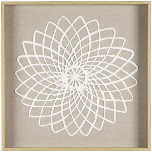 Leen Bakker - Schilderij Flower Off-white /glas - 50x50 Cm - MDF - Crème#Beige#Wit - 5.5x50x50 Cm