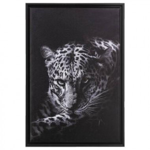 Schilderij Luipaard - zwart - 64x44x4 cm - Leen Bakker