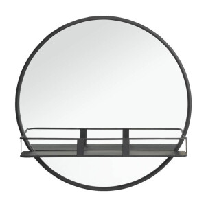 Leen Bakker - Spiegel Met Plateau Roel - 12xØ50 Cm - Metaal/Glas - Zwart