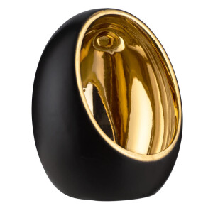 Leen Bakker - Waxinelichthouder Brygge - Matzwart/Goud - 15xØ11,5 Cm - Keramiek - Goudkleurig