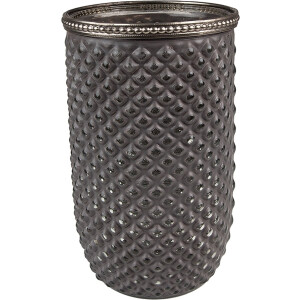Clayre & Eef Theelichthouder Ø 10x17 cm Grijs Glas