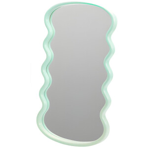 H&S Collection Spiegel / Wandspiegel - wave - groen - 55 x 30 cm - decoratief - golfvorm