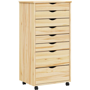 vidaXL - Rolling - Kabinet - met - Laden - MOSS - Heldere - vernis - 53 - x - 39 - x - 103 - cm