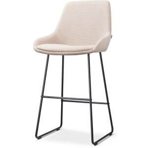Nolon Nino-Isa Barkruk Beige - Zwart Onderstel - 75 cm - Stof - Hoge Kruk - Barkruk met Rugleuning - Design - Comfortabel