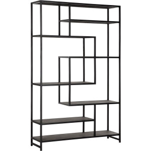 MUST Living boekenkast Harmony metaal en carlitto leer 190x120x35 cm