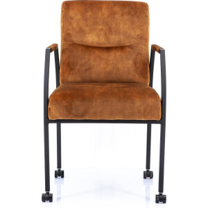 Vergaderstoel Albany Cognac Velours Zwart 4-poots frame