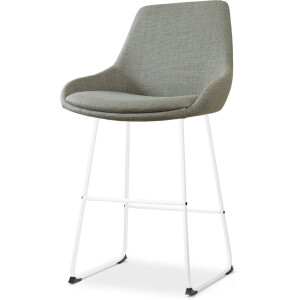 Nolon Nino-Isa Barkruk Saliegroen - Wit Onderstel - 65 cm - Stof - Kookeiland - Barkruk met Rugleuning - Design - Comfortabel