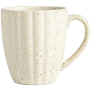 Leen Bakker - Mok Met Oor Flora Naturel - Stoneware - Beige - H9.5 Cm