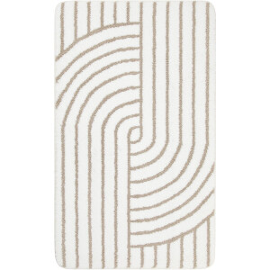 Wecon home Basics - Hilda - Badmat - 70x120 cm - wit - Douchemat Modern Design – Grafisch Geometrisch Patroon – Zacht & Comfortabel – Wasbaar en Antislip