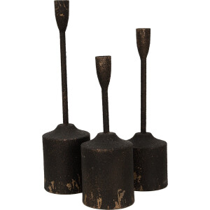 Clayre & Eef Kandelaar Set van 3 35/30/25 cm Zwart IJzer