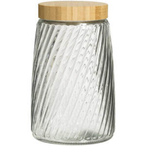 Leen Bakker - Voorraadpot Camille - 20xØ12 Cm - Bamboe/Glas - Transparant