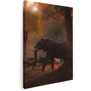 Artaza Canvas Schilderij Olifant In het Bos - 60x80 - Foto Op Canvas - Canvas Print