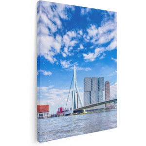 Artaza Canvas Schilderij Erasmusbrug Aan Het Water In Rotterdam - 30x40 - Klein - Foto Op Canvas - Canvas Print