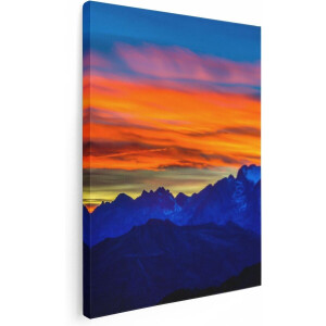 Artaza Canvas Schilderij Bergen - 60x80 cm - Wanddecoratie Zonsondergang - Muurdecoratie Natuur - Schilderijen Landschap