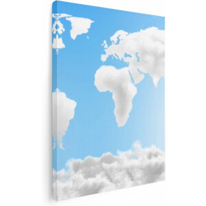 Artaza Canvas Schilderij Wereldkaart Gemaakt Van Wolken - 30x40 - Klein - Foto Op Canvas - Canvas Print