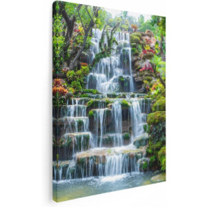 Artaza Canvas Schilderij Tropische Waterval In Thailand - 60x80 - Foto Op Canvas - Canvas Print