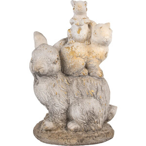 Clayre & Eef Decoratie Beeld Konijn 43 cm Bruin Beige Magnesium (MGO)