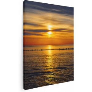 Artaza Canvas Schilderij Zonsondergang In De Zee - 30x40 cm - Klein - Wanddecoratie Woonkamer - Schilderijen - Muurdecoratie